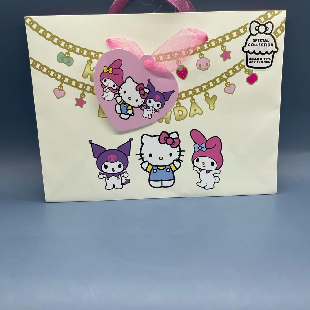Hello Kitty and Friends Birthday Gift Bag with Pink and Gold Accents, NWT